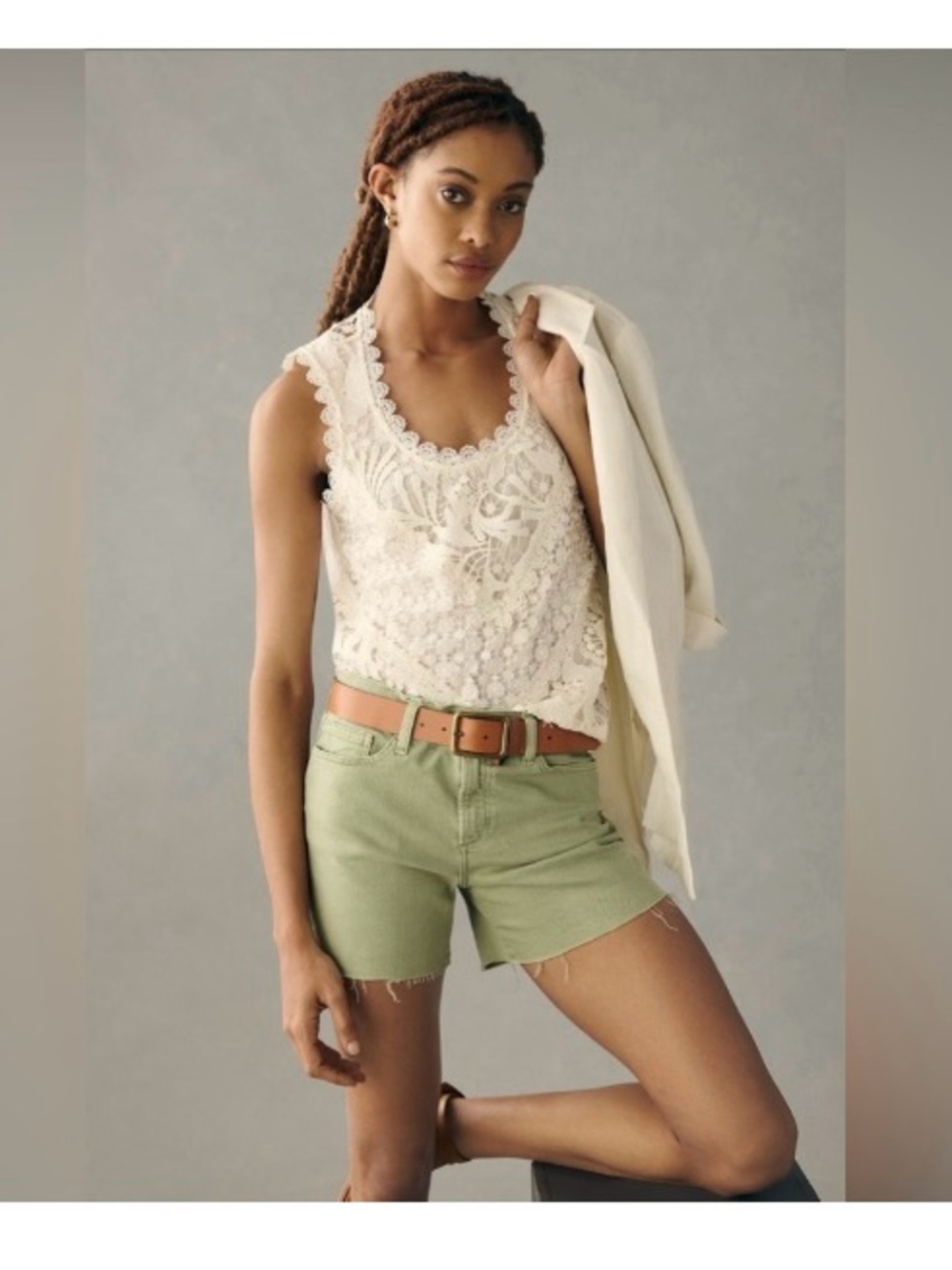 Anthropologie Tiny Ivory Crocheted Feminine Lace Tank Top XL